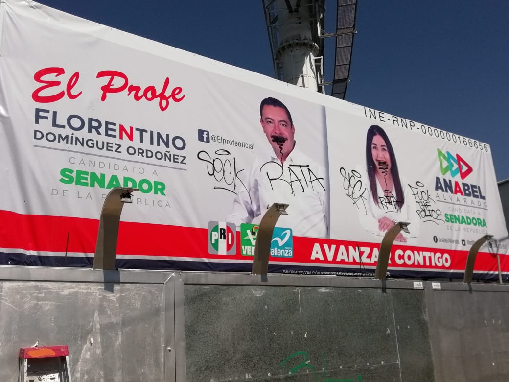 Vandalizan lonas de candidatos del PRI en Tlaxcala